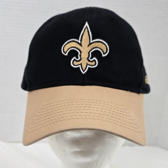 VTG Y2K Reebok New Orleans Saints Hat Cap Adjustable Black Gold Fleur De Lis NFL - Picture 4 of 10